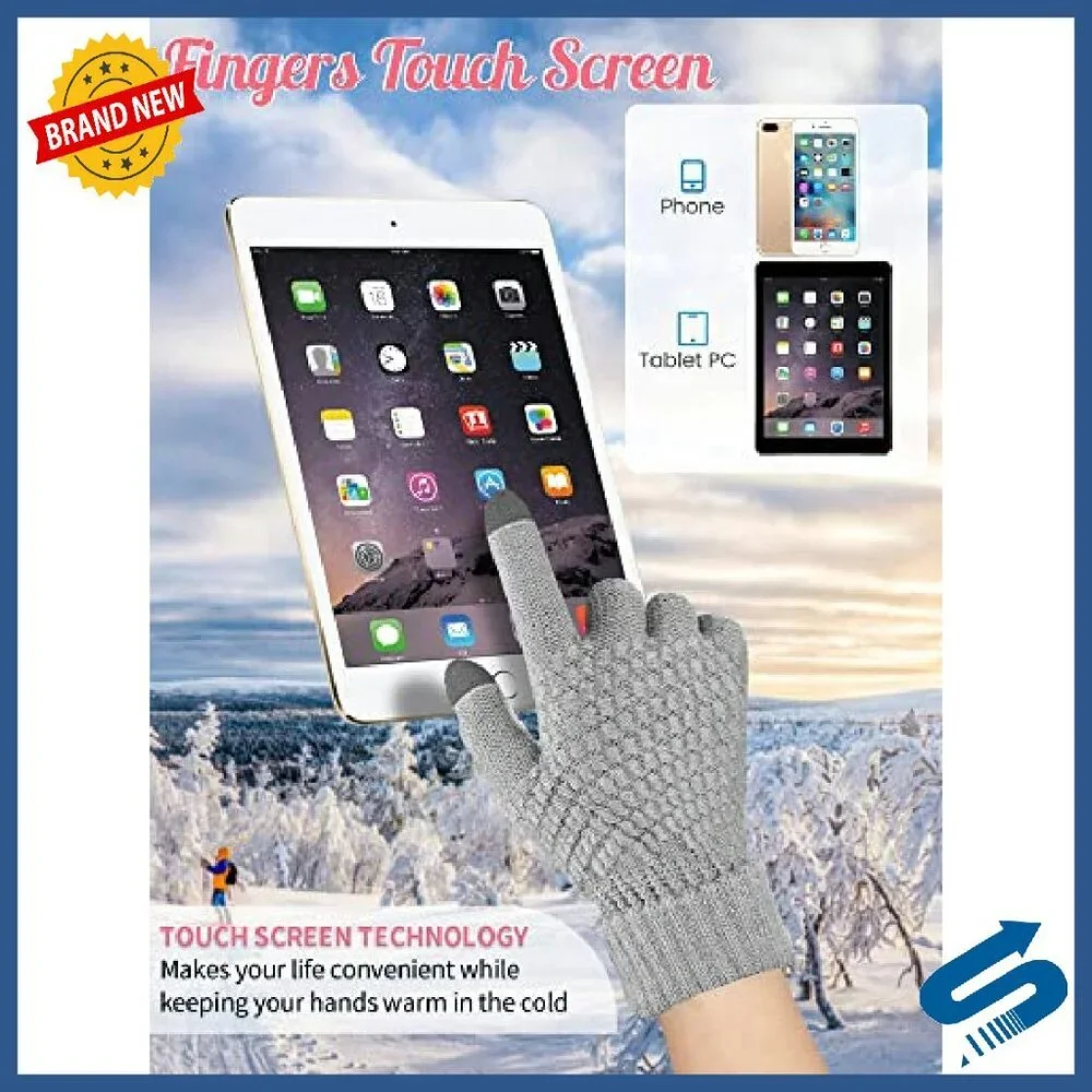 8-Piece Winter Hat & Glove Set, Touchscreen Fleece & Chenille - Picture 5 of 8